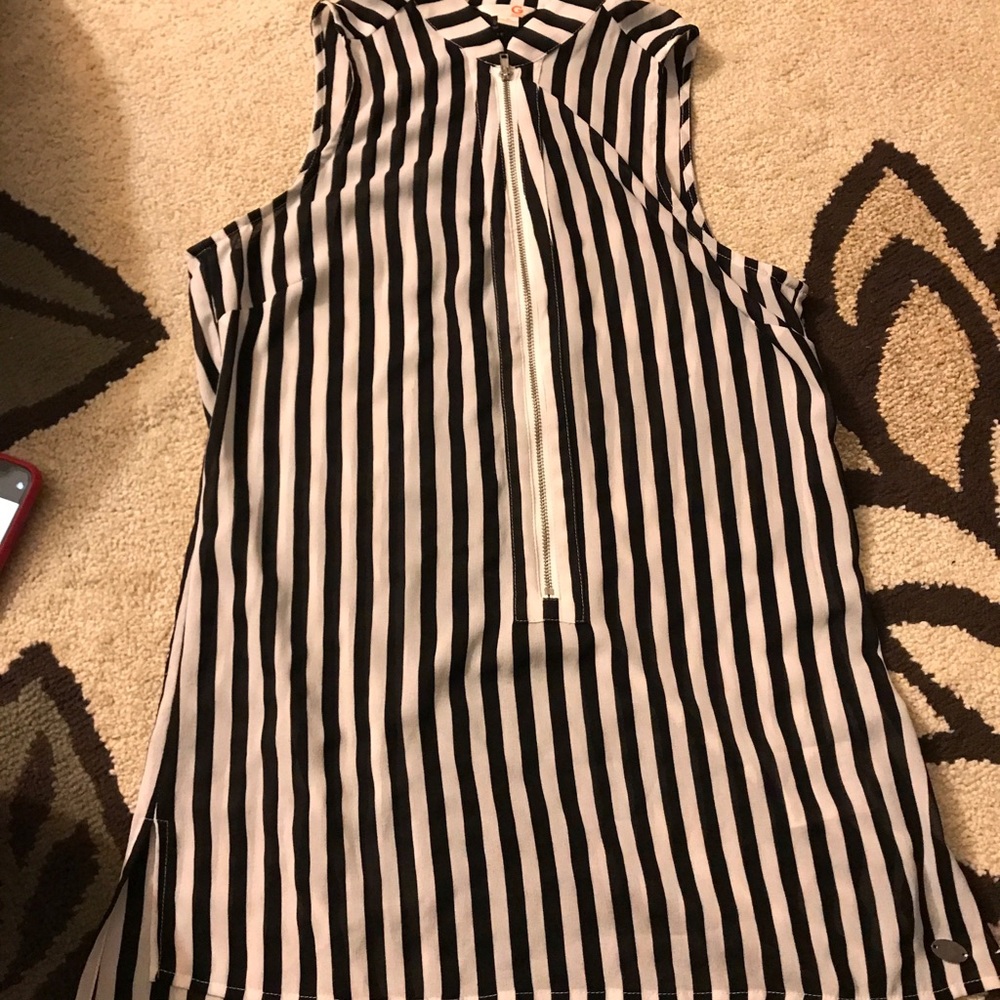 Stripe top zip up